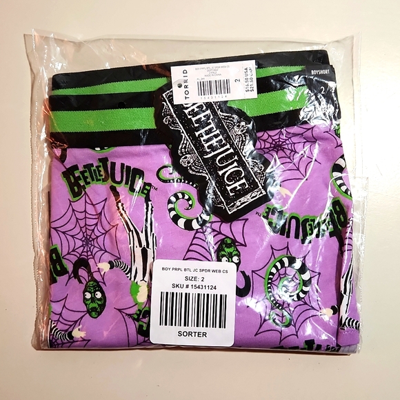 ❤️NWT VINTAGE TORRID BEETLEJUICE SPIDER WEB BOYSHORT PANTY PLUS SIZE HALLOWEEN - Picture 6 of 14